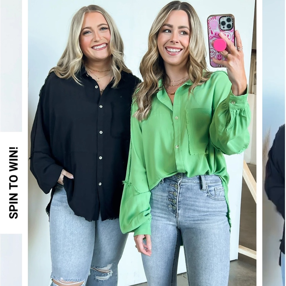 Santa Monica Oversized Button Down Top - Sage Green / L